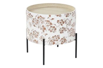 TABLE D'APPOINT MDF METAL 38X38X39 PLATEAU BLANC MB192429 1