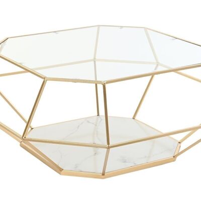 METAL GLASS COFFEE TABLE 100X100X41 MATT GOLDEN MB194504