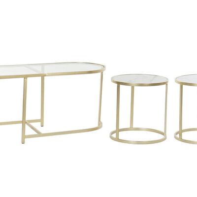 COFFEE TABLE SET 3 METAL GLASS 100X40X45 MATT MB194519