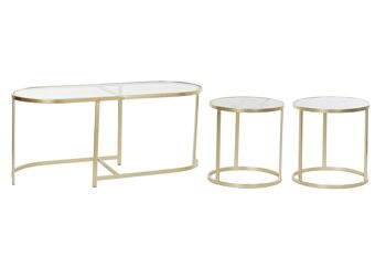 TABLE BASSE SET 3 METAL VERRE 100X40X45 MAT MB194519 1