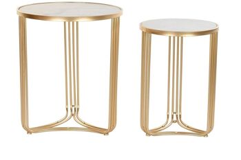 TABLE D'APPOINT SET 2 METAL MARBRE 47.5X47.5X56 MB194522