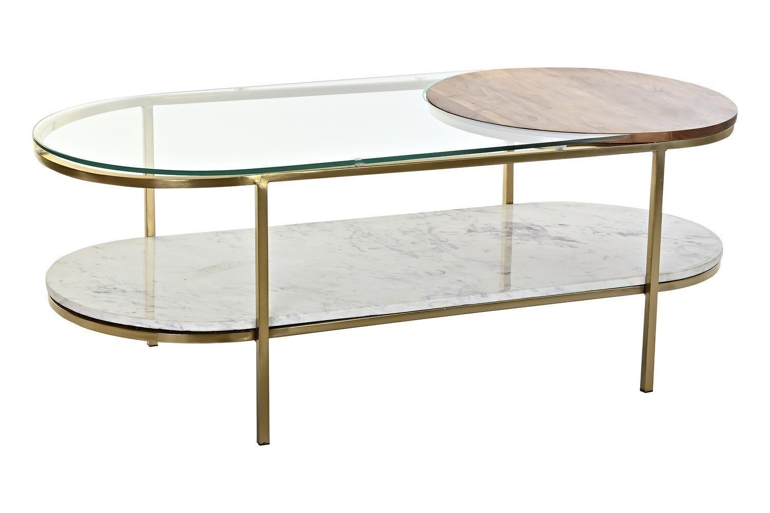 TAVOLINO METALLO MARMO 116X50X43 DORATO MB194886