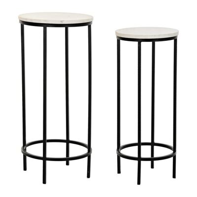 SIDE TABLE SET 2 METAL MARBLE 30.5X30.5X69 MB194889