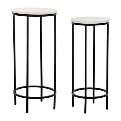 TABLE D'APPOINT SET 2 METAL MARBRE 30.5X30.5X69 MB194889