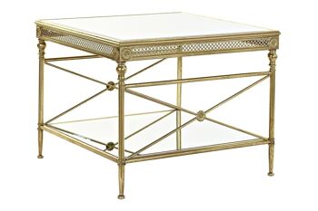 TABLE D'APPOINT MÉTAL MIROIR 62X62X51 DORÉ MB195024 1