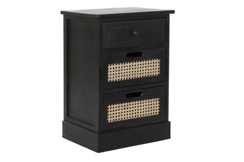 COMMODE PAULOWNIA 40X30X58,5 3 TIROIRS NOIR MB195096 1