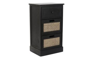 COMMODE PAULOWNIA 40X30X70,5 3 TIROIRS NOIR MB195097 1