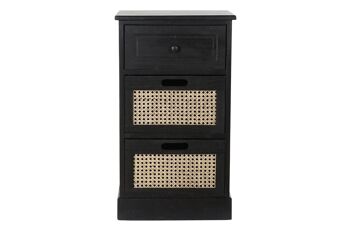 COMMODE PAULOWNIA 40X30X70,5 3 TIROIRS NOIR MB195097 5