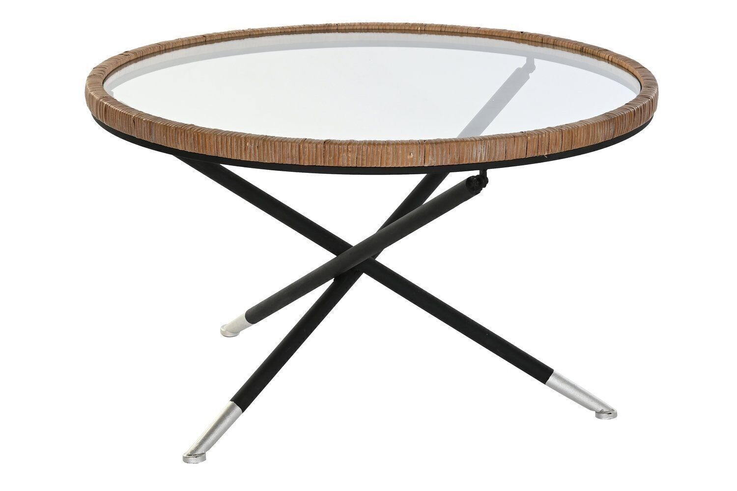 TAVOLINO METALLO VETRO 80X80X48 NERO MB195340