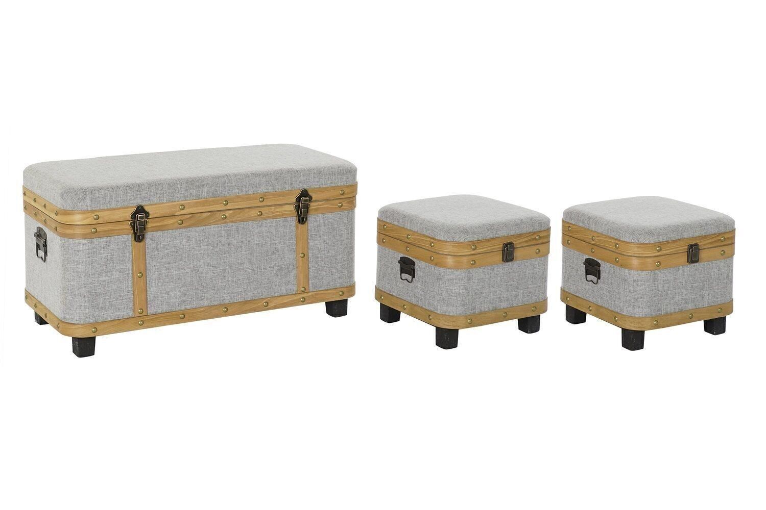 BAUL SET 3 POLIESTERE LEGNO 80X42X42 GRIGIO MB195382
