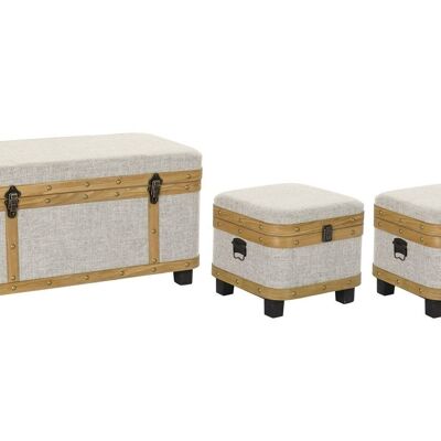 BAUL SET 3 LEGNO POLIESTERE 80X42X42 MB195383