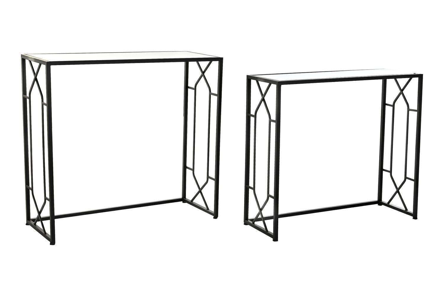 SET 2 CONSOLLE METALLO VETRO 82X32X76 NERO MB196070