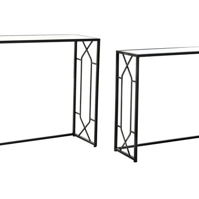 SET 2 CONSOLLE METALLO VETRO 82X32X76 NERO MB196070