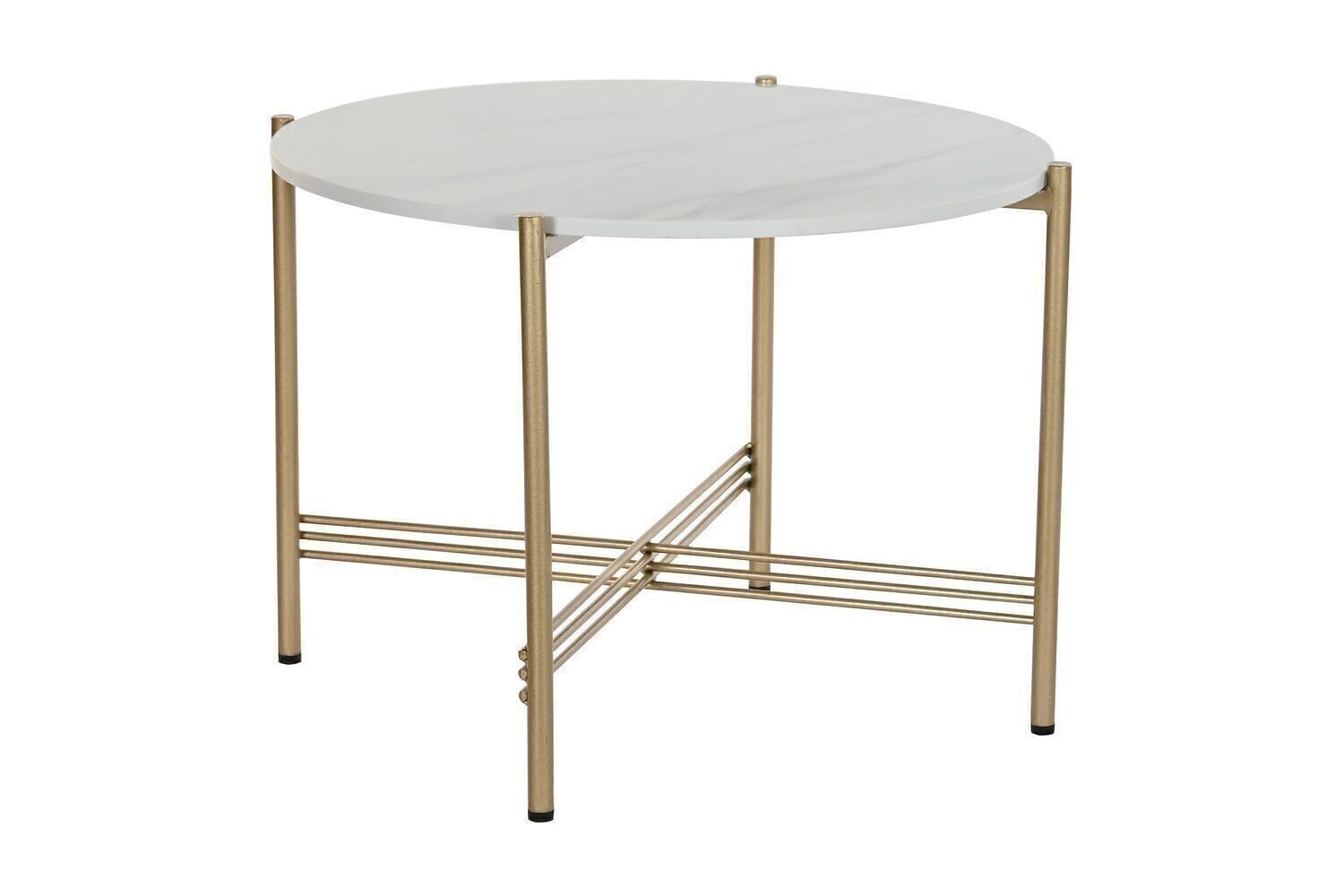 TAVOLINO MARMO METALLO 65X65X45 DORATO MB196081