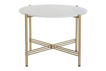 TABLE D'APPOINT MARBRE MÉTAL 65X65X45 DORÉ MB196081 5