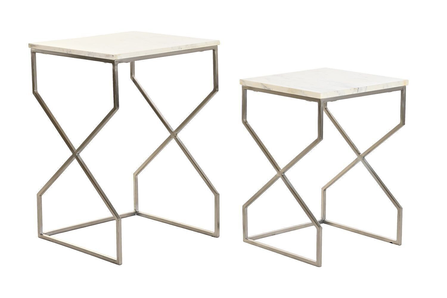 SET TAVOLINO 2 METALLO MARMO 40X40X60,5 MB196748