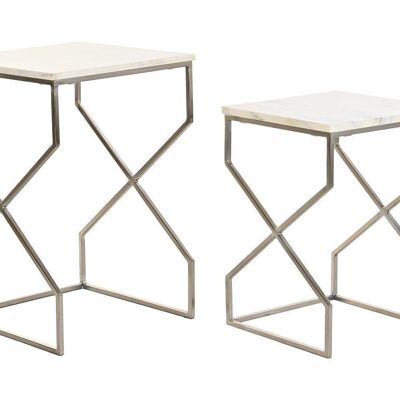 SIDE TABLE SET 2 METAL MARBLE 40X40X60,5 MB196748