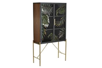 BUFFET MÉTAL VERRE 85X35X155 FEUILLES MB199437 1