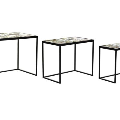 SIDE TABLE SET 3 METAL GLASS 60X40X50 SHEETS MB199438