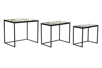 TABLE D'APPOINT SET 3 METAL VERRE 60X40X50 FEUILLES MB199438 1