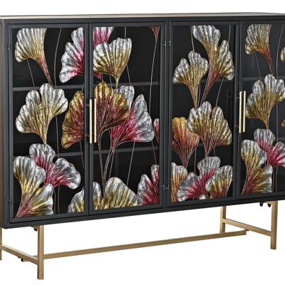 BUFFET VETRO METALLO 135X38X95 FOGLI GIALLO MB199440