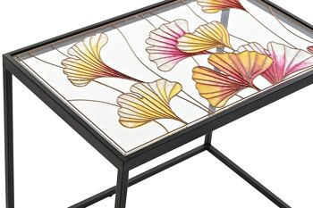 TABLE D'APPOINT SET 3 METAL VERRE 60X40X50 FEUILLES MB199442 2