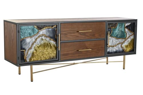 MUEBLE TV METAL CRISTAL 140X35X55 MARRON OSCURO MB199444