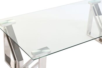 TABLE BASSE ACIER VERRE 130X70X45 CHROME MB199636 2