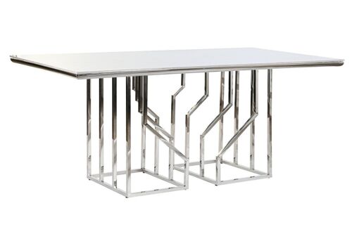 MESA COMEDOR ACERO CRISTAL 180X90X75 SIMIL MARMOL MB199639