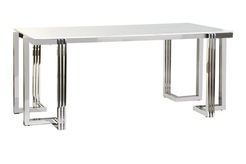 MESA COMEDOR ACERO CRISTAL 180X90X76 SIMIL MARMOL MB199644