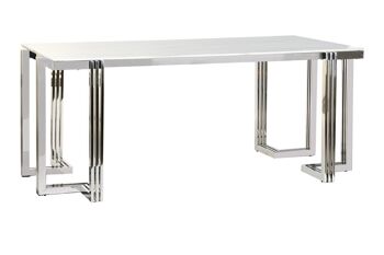 TABLE DE REPAS ACIER VERRE 180X90X76 SIMIL MARBRE MB199644 1