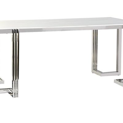 MESA COMEDOR ACERO CRISTAL 180X90X76 SIMIL MARMOL MB199644