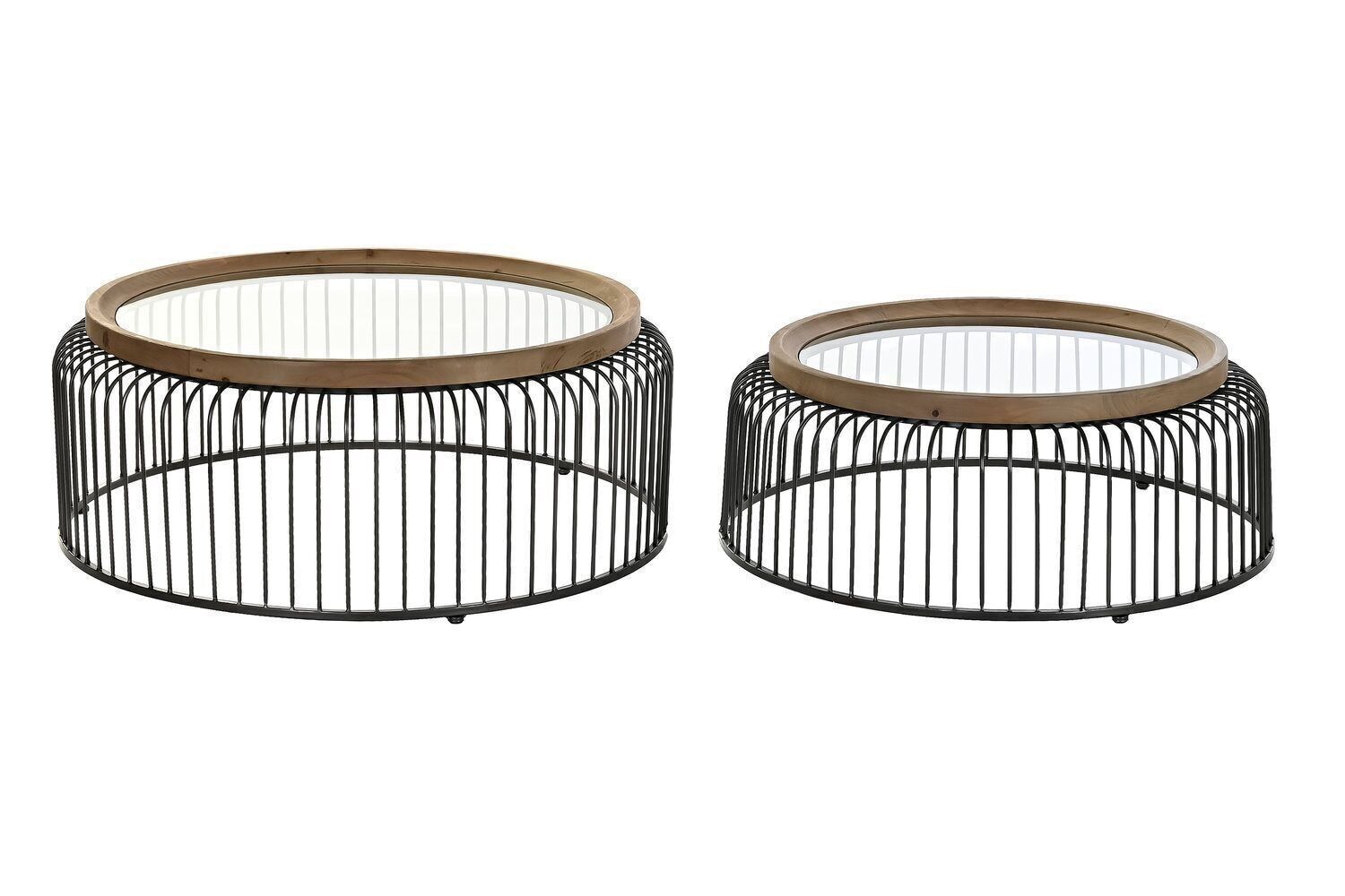 SET TAVOLINO 2 ABETE METALLO 90X90X35 NERO MB200227