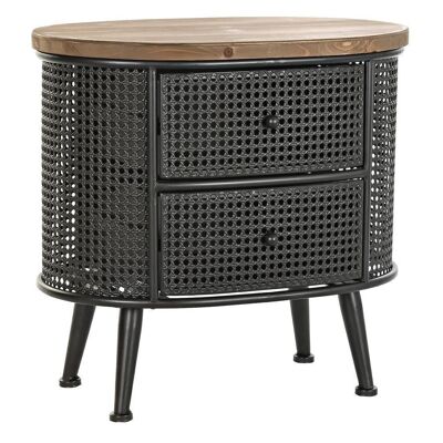 TABLE DE NUIT SAPIN METAL 53X35X51 NOIR MB200591