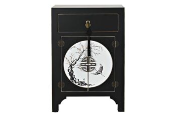 TABLE DE NUIT SAPIN MDF 45X36X66 ORIENTAL NOIR MB200959 5