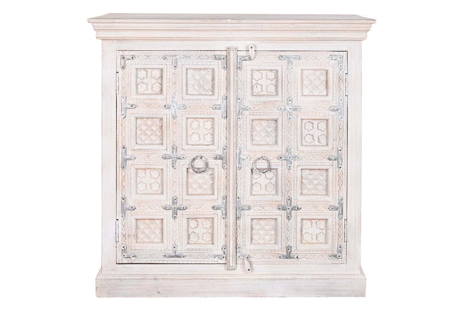 COMODA MANGO MADERA 100X40X99 ENVEJECIDO BLANCO MB200964