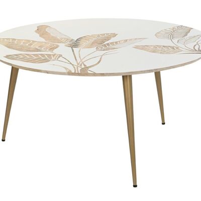 TABLE BASSE MANGO 90X90X45 FEUILLE BLANCHE MB201132