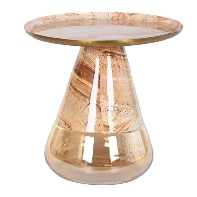 TABLE D'APPOINT FER VERRE 50X50X49 MB201251