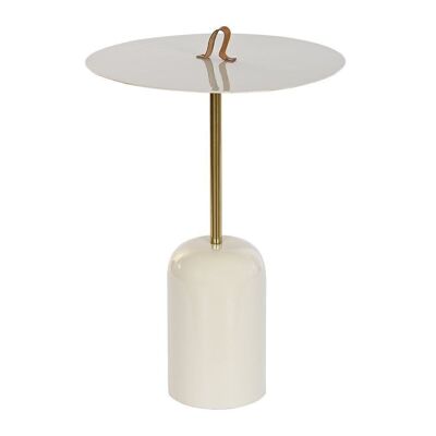 TABLE D'APPOINT FER CUIR 40X40X56 POIGNEE LAQUE MB201255