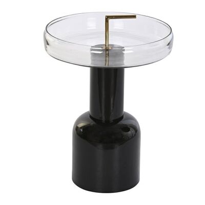 TABLE D'APPOINT FER VERRE 41X41X57 LAQUE MB201256