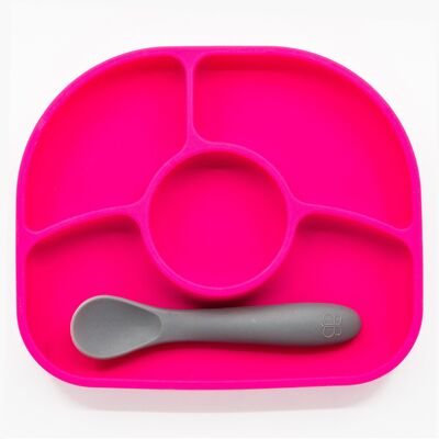 Bbluv - Yümi Piatto e cucchiaio in silicone Rosa