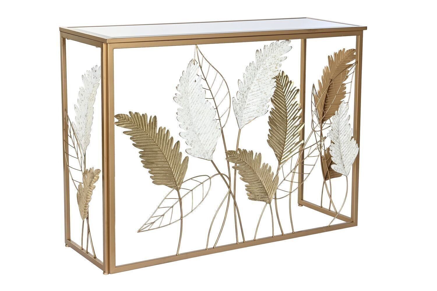 CONSOLLE METALLO SPECCHIO 108X37X80 LAMIERE DORATO MB202222