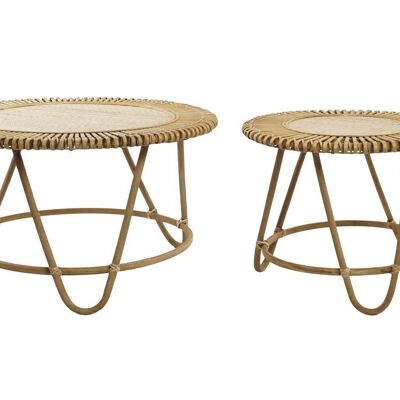 SIDE TABLE SET 2 RATTAN 80X80X45,5 NATURAL MB203052