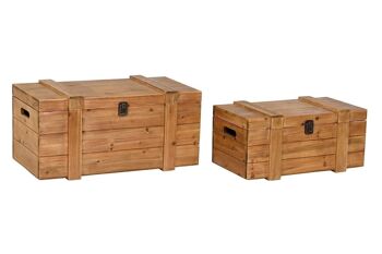 COFFRE SET 2 BOIS 60X32X28,5 MARRON NATUREL MB203081 5