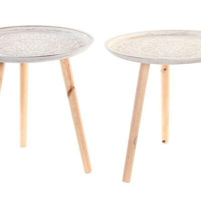 SIDE TABLE MDF PINE 44X44X43 2 ASSORTED. MB203183