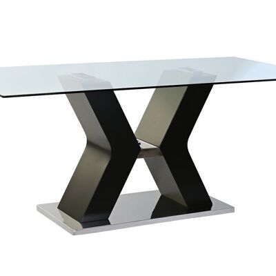 MESA COMEDOR CRISTAL TEMPLADO MDF 180X90X76 NEGRO MB203509