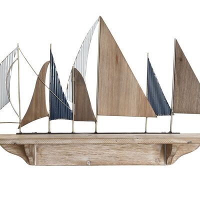 WALL SHELF WOOD METAL 71X12X45 SAILBOATS MB203903