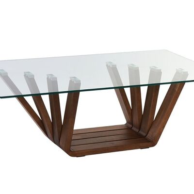 WALNUT GLASS COFFEE TABLE 130X70X42 10 MM, NATURAL MB204498