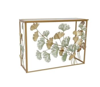 MIROIR METAL CONSOLE 108X36X80 FEUILLES DOREE MB204690