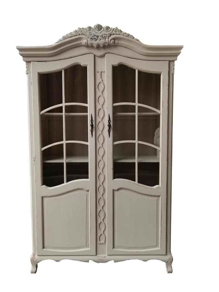VETRINA PINO VETRO 133X50X210 BIANCO ANTICATO MB204858